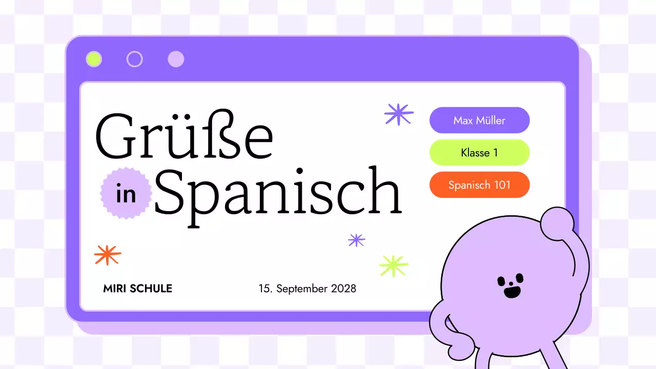 TRENDY SPASS BUNTE ILLUSTRATION SPANISCH KLASSE FÜR KINDER PRÄSENTATION