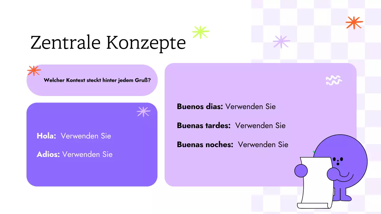 TRENDY SPASS BUNTE ILLUSTRATION SPANISCH KLASSE FÜR KINDER PRÄSENTATION