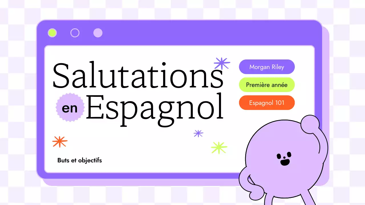 ILLUSTRATION COLORÉE, AMUSANTE ET TENDANCE COURS D'ESPAGNOL POUR ENFANTS PRÉSENTATION