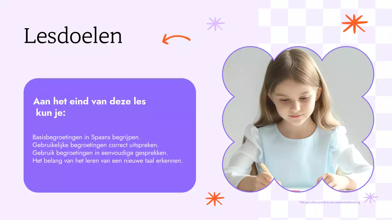 TRENDY LEUKE KLEURRIJKE ILLUSTRATIE SPAANSE LES VOOR KINDEREN PRESENTATIE