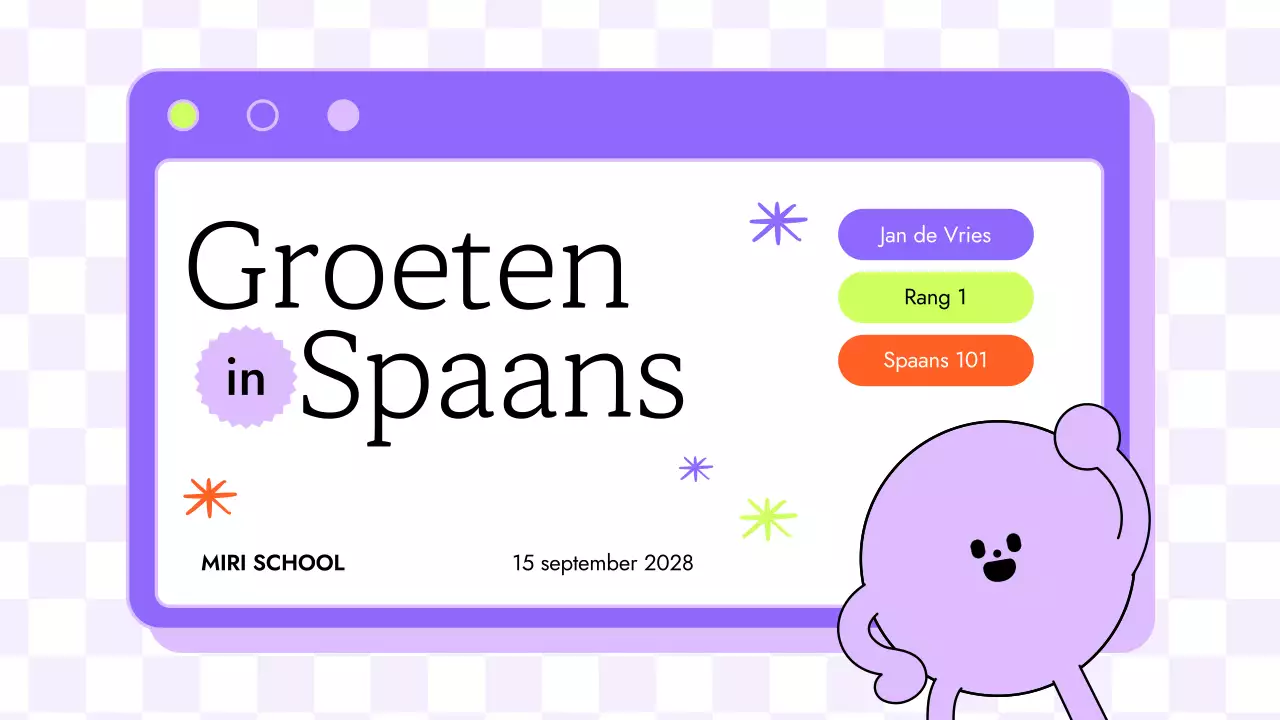 TRENDY LEUKE KLEURRIJKE ILLUSTRATIE SPAANSE LES VOOR KINDEREN PRESENTATIE