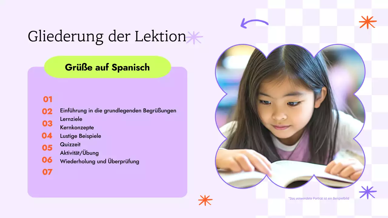 TRENDY SPASS BUNTE ILLUSTRATION SPANISCH KLASSE FÜR KINDER PRÄSENTATION