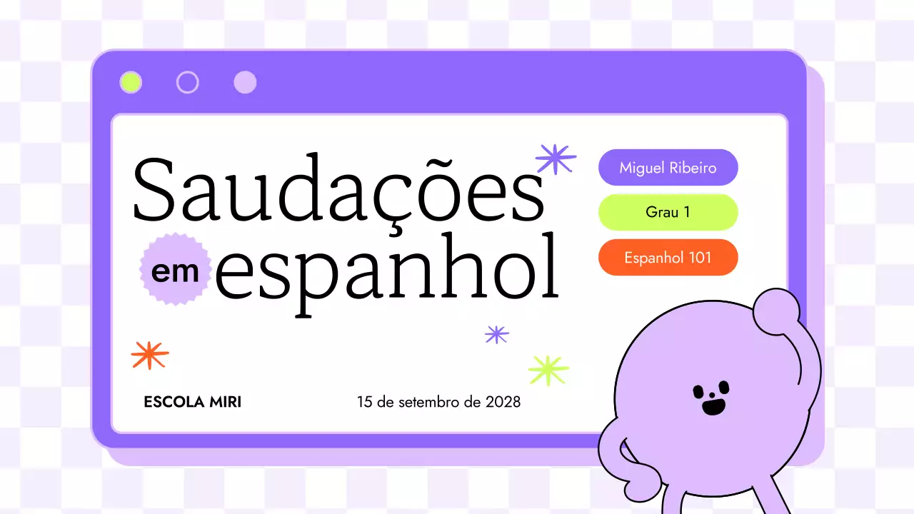 ILUSTRAÇÃO COLORIDA DIVERTIDA E MODERNA AULA DE ESPANHOL PARA CRIANÇAS APRESENTAÇÃO