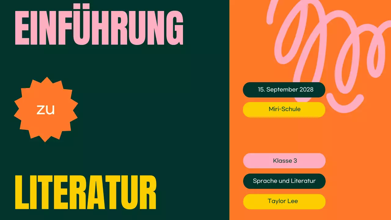 TRENDIGE, FARBENFROHE PRÄSENTATION FÜR DEN LITERATURUNTERRICHT