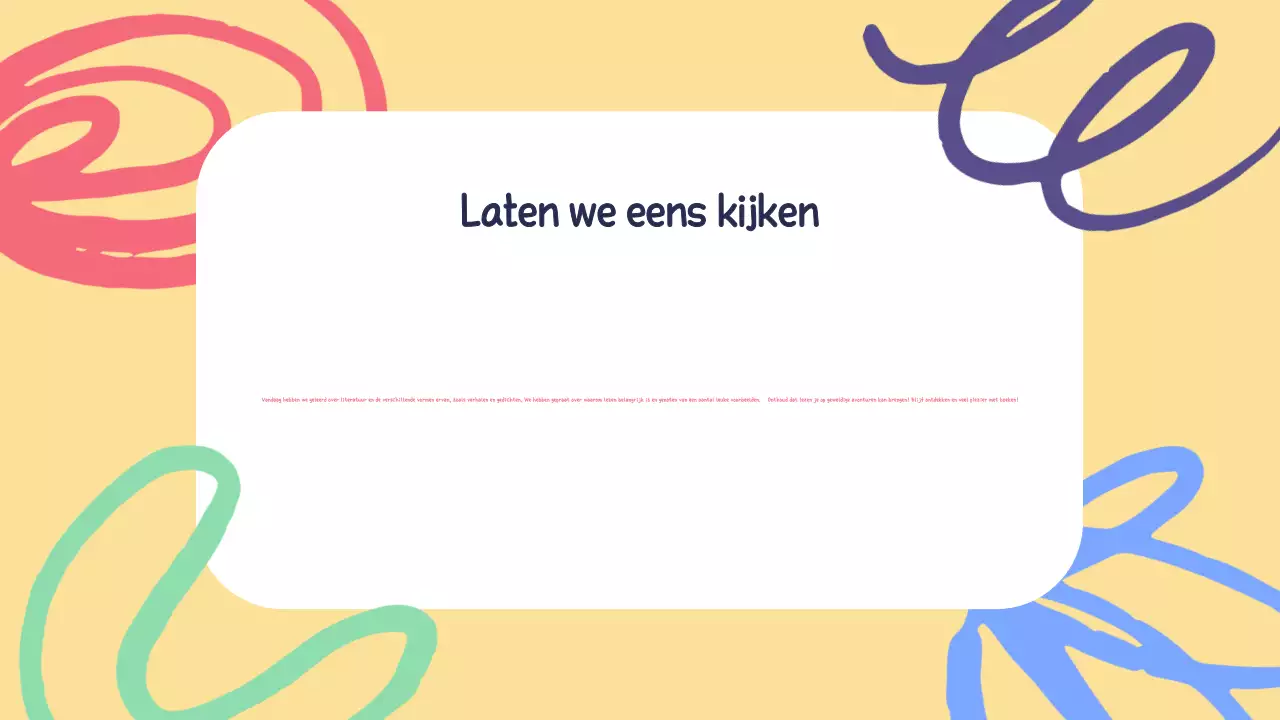 Geel Groen Illustratief Lesmateriaal Literatuur Presentatie