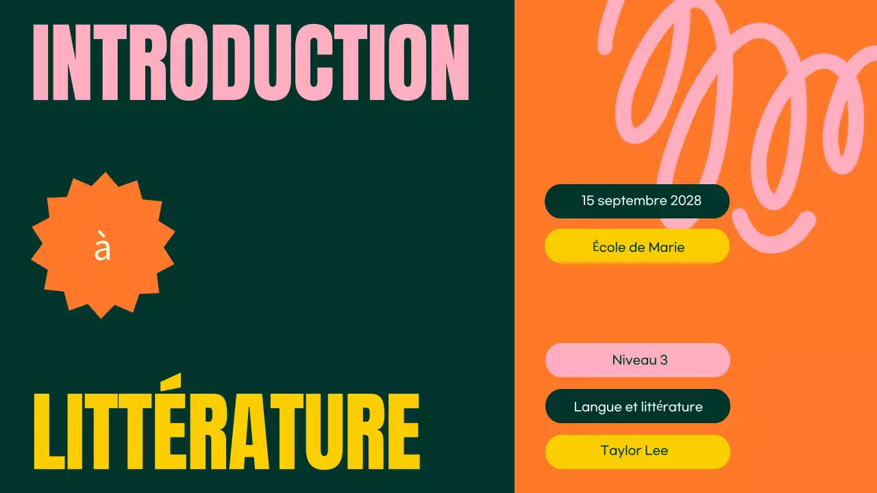 TRENDY FUN BOLD COLORFUL LITERATURE CLASS LESSON PRESENTATION