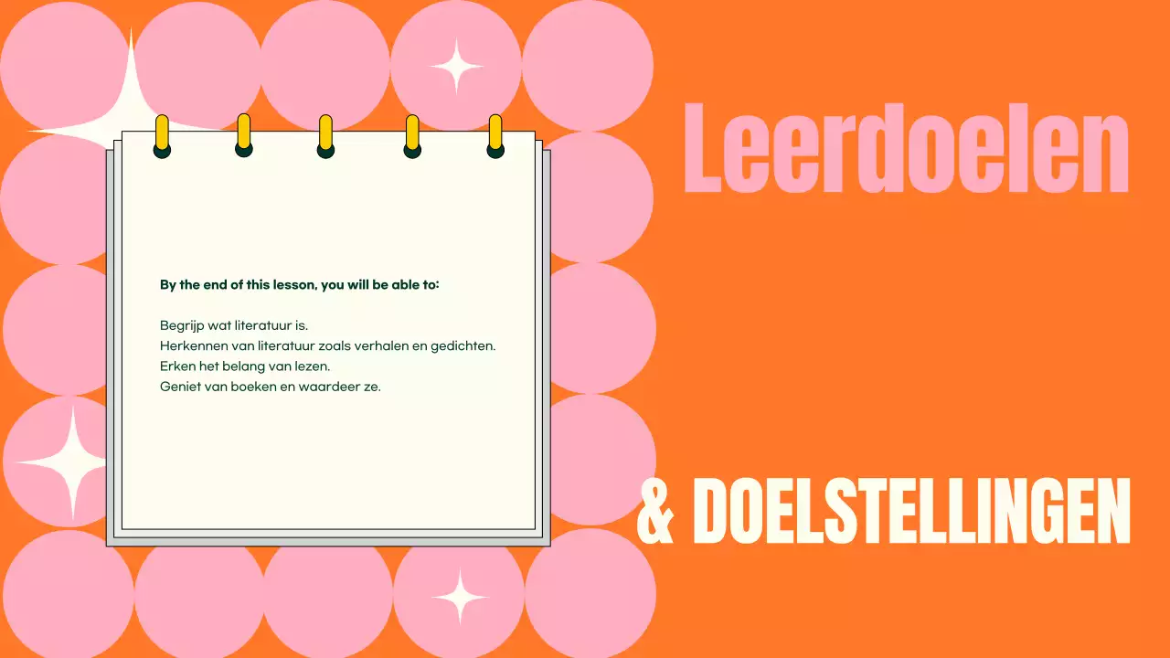 TRENDY LEUKE KLEURRIJKE LITERATUURLES PRESENTATIE