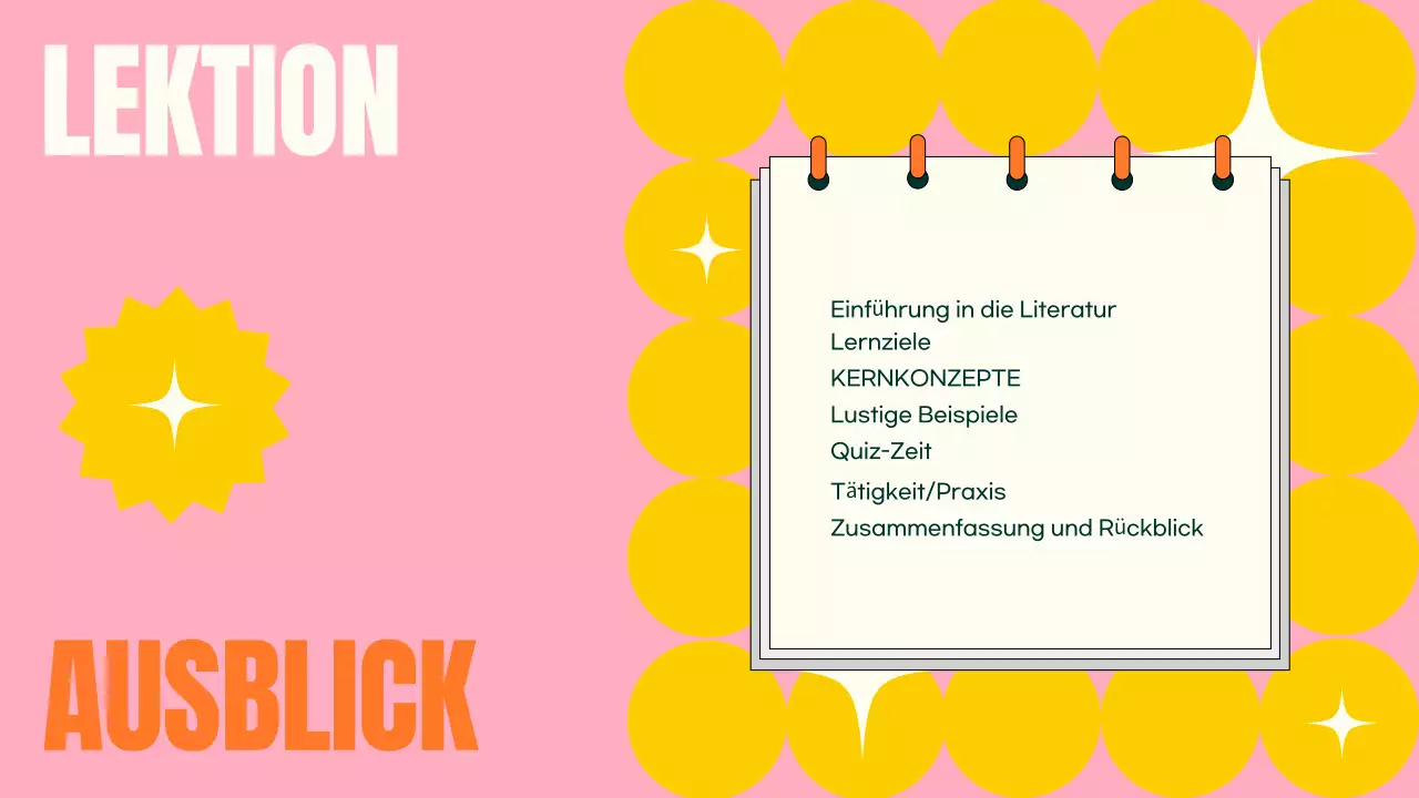 TRENDIGE, FARBENFROHE PRÄSENTATION FÜR DEN LITERATURUNTERRICHT