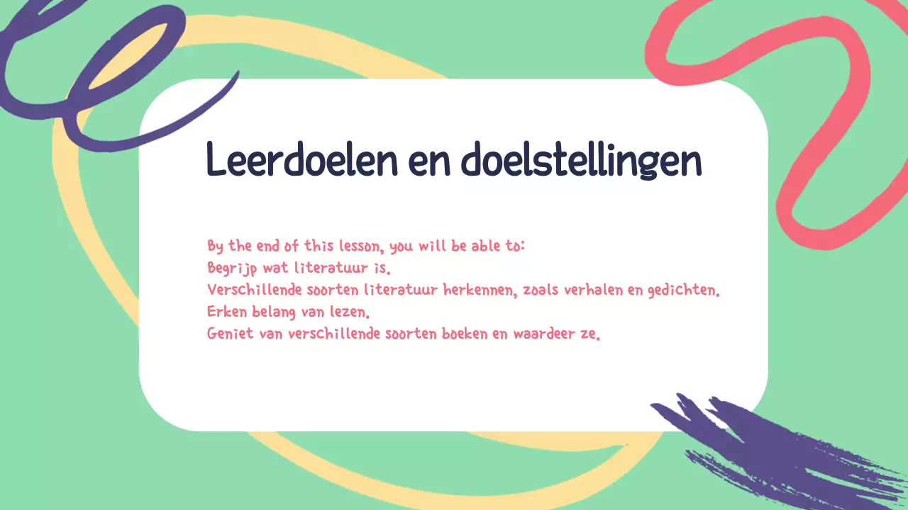 Geel Groen Illustratief Lesmateriaal Literatuur Presentatie