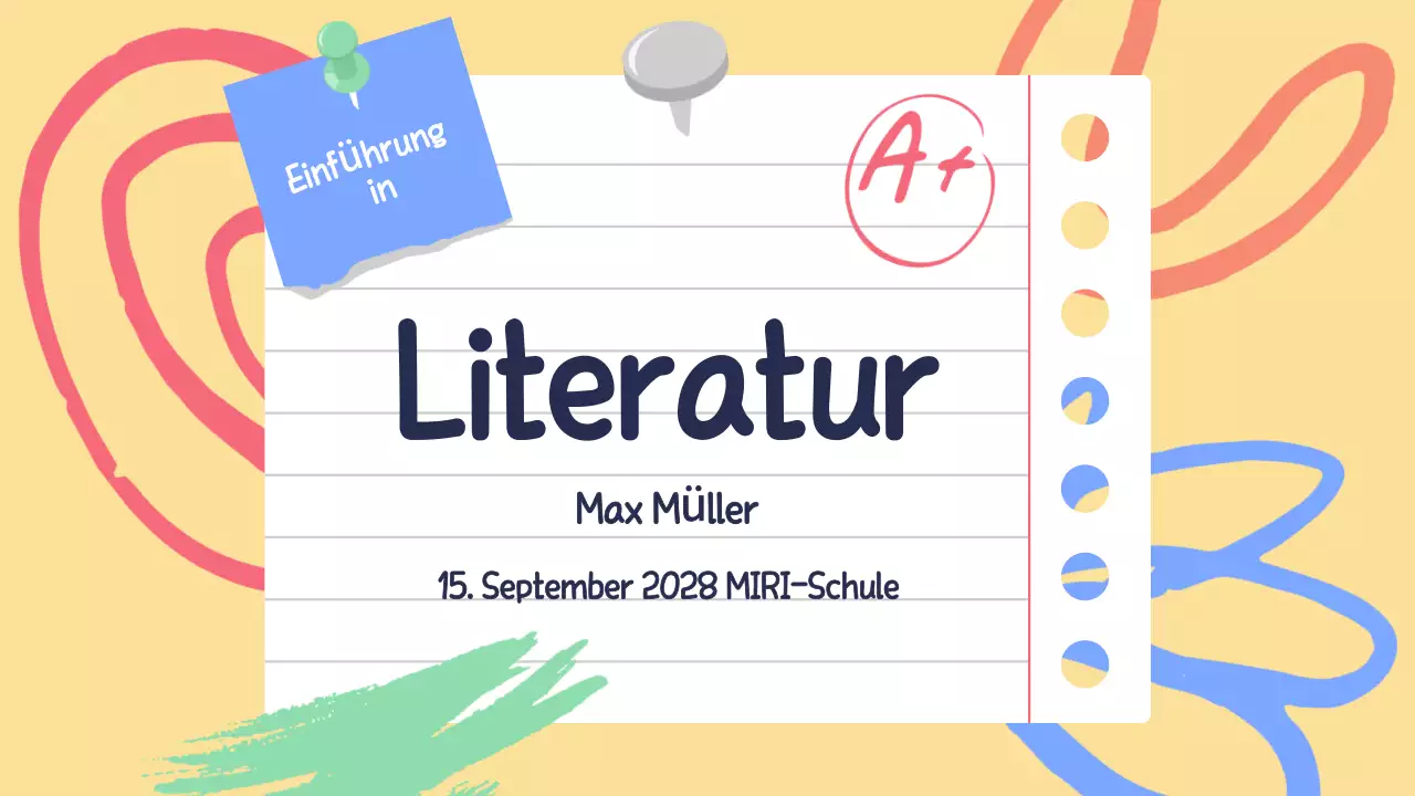 Gelb Grün Anschauliche Unterrichtsmaterialien Literaturpräsentation