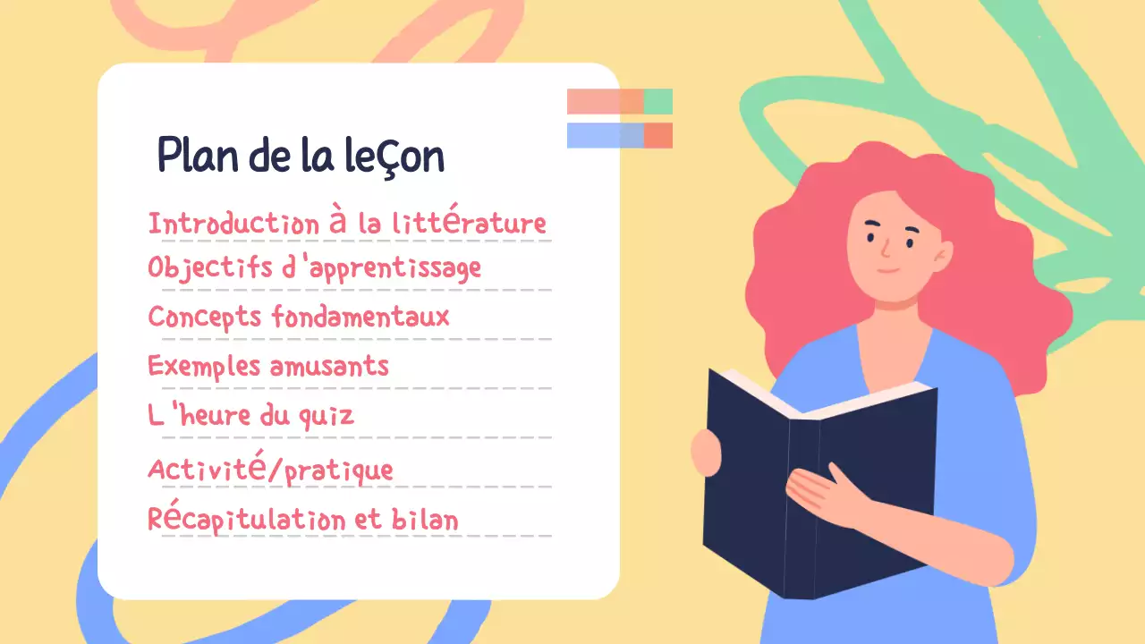 Jaune Vert Illustration Matériel de classe Présentation de la littérature