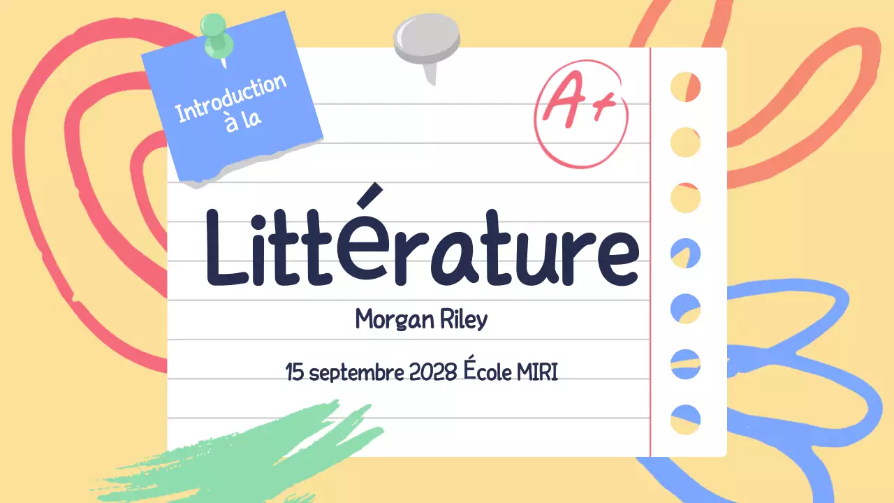 Jaune Vert Illustration Matériel de classe Présentation de la littérature