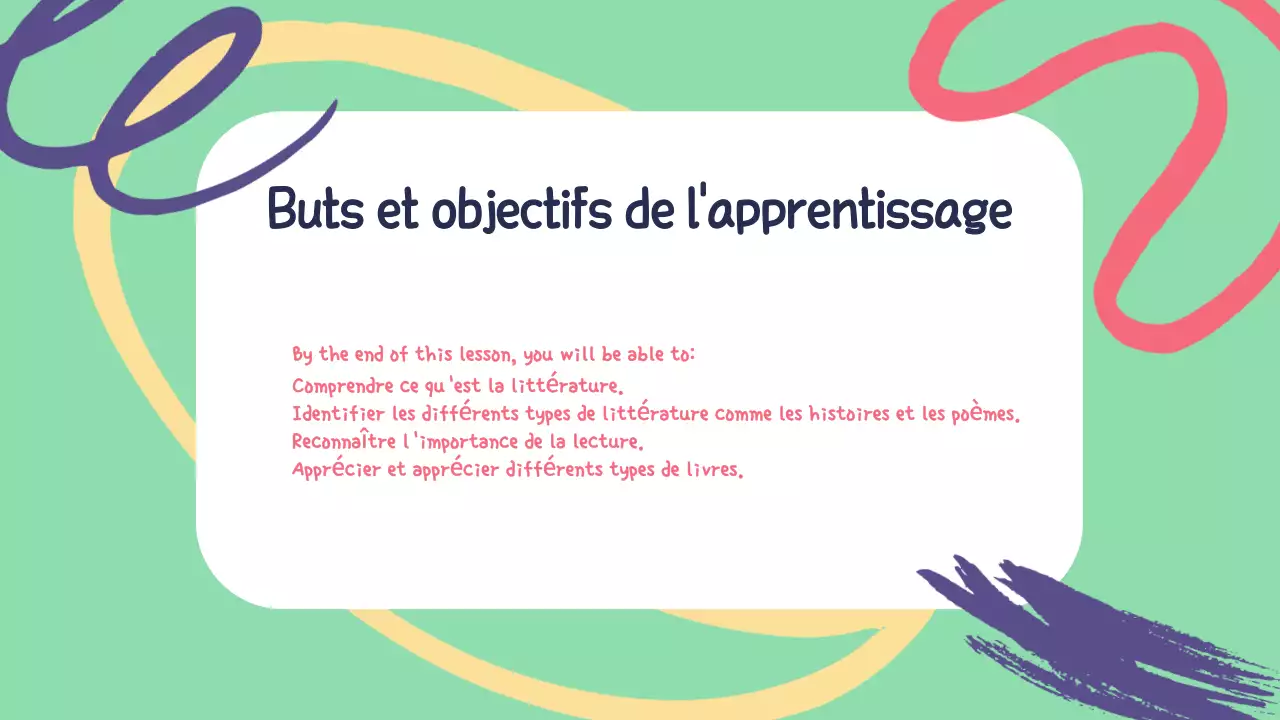 Jaune Vert Illustration Matériel de classe Présentation de la littérature