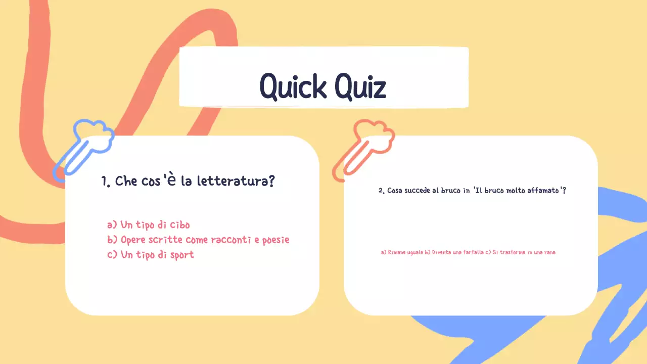 Giallo Verde Materiale illustrativo della classe Presentazione della letteratura