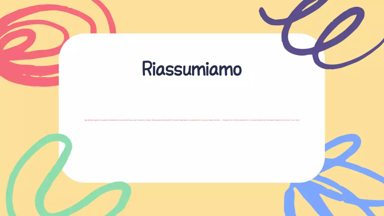 Giallo Verde Materiale illustrativo della classe Presentazione della letteratura