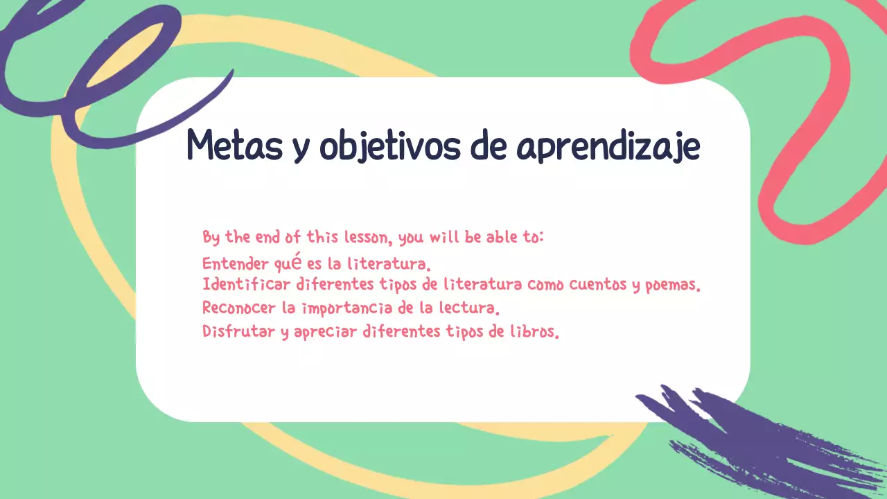 Amarillo Verde Material de clase ilustrativo Presentación de la literatura