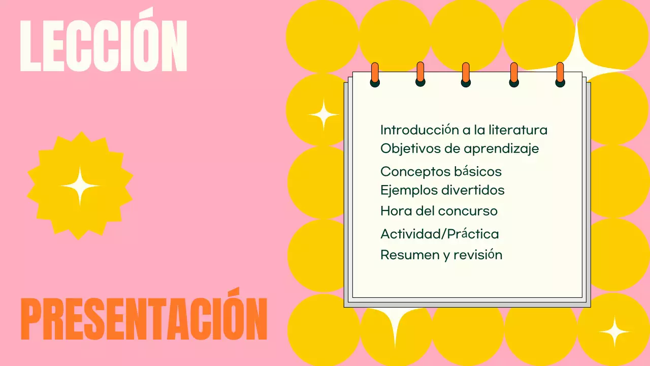 DIVERTIDA Y COLORIDA PRESENTACIÓN DE UNA CLASE DE LITERATURA