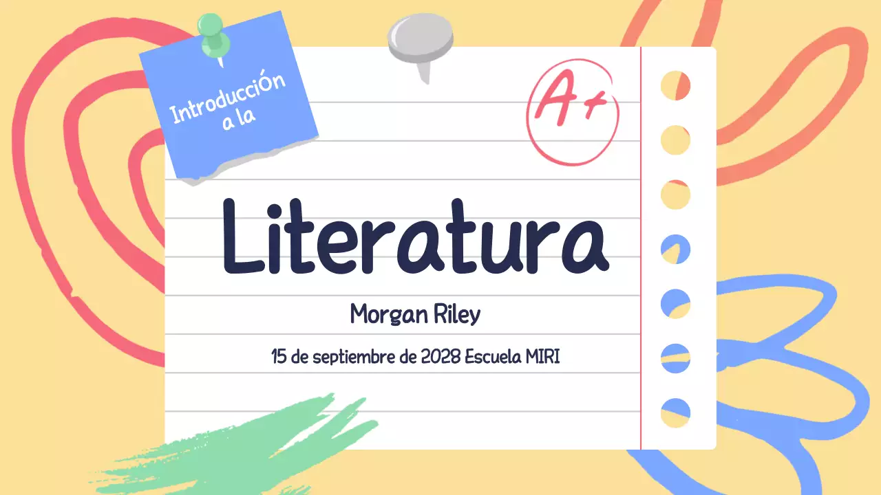 Amarillo Verde Material de clase ilustrativo Presentación de la literatura