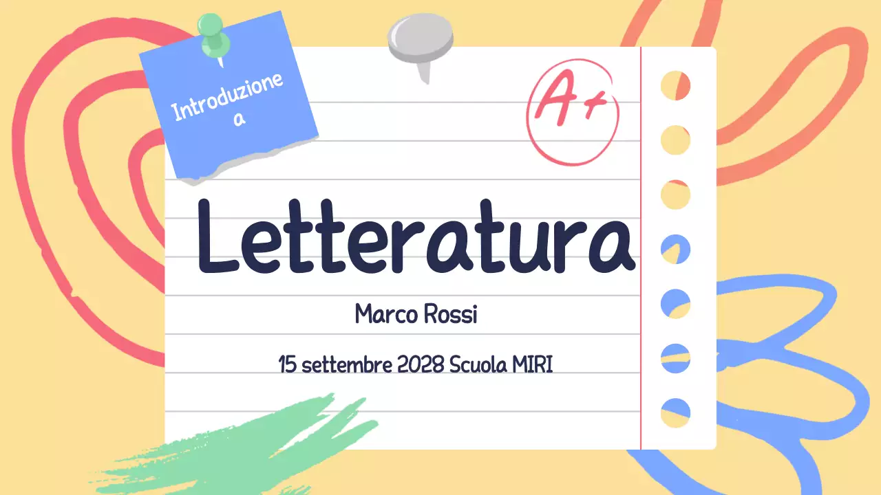 Giallo Verde Materiale illustrativo della classe Presentazione della letteratura