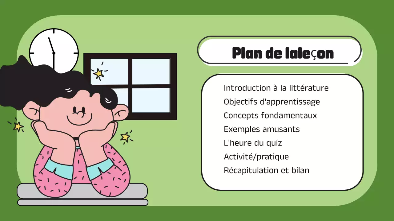 Présentation de l'introduction à la littérature en bleu et vert (en anglais)