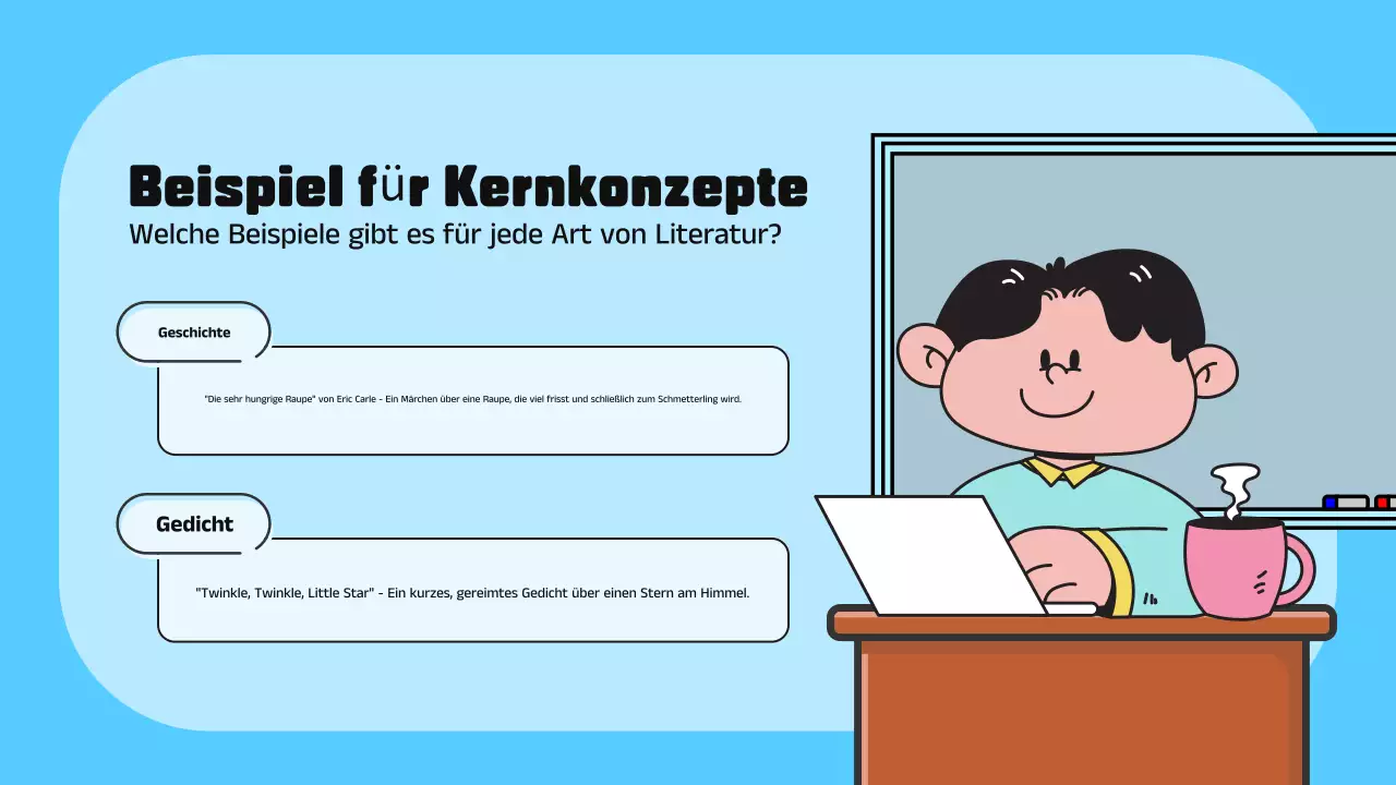 Blaue und grüne illustrative Einführung in die Literatur Präsentation