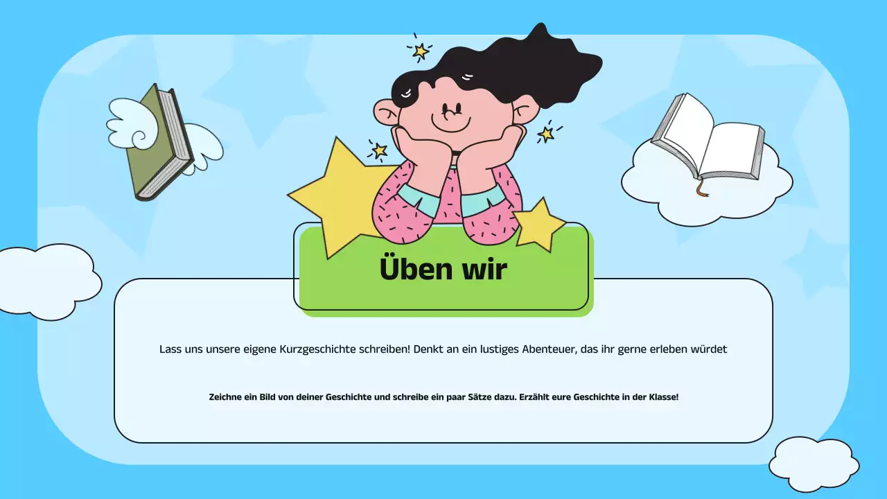 Blaue und grüne illustrative Einführung in die Literatur Präsentation