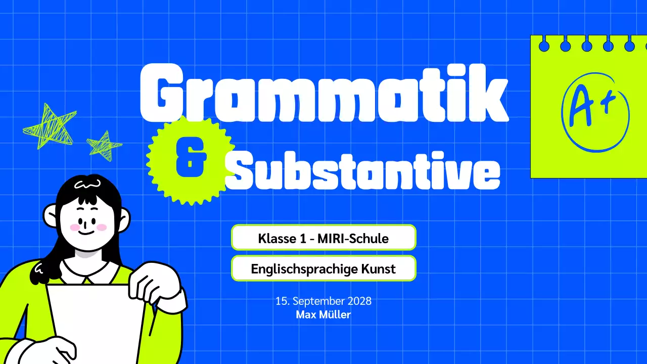 ILLUSTRATIVE TRENDY FETT BUNT GRAMMATIK KLASSE PRÄSENTATION FÜR KINDER