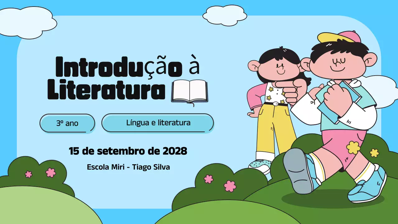 Apresentação de Introdução à Literatura Azul e Verde Ilustrativa