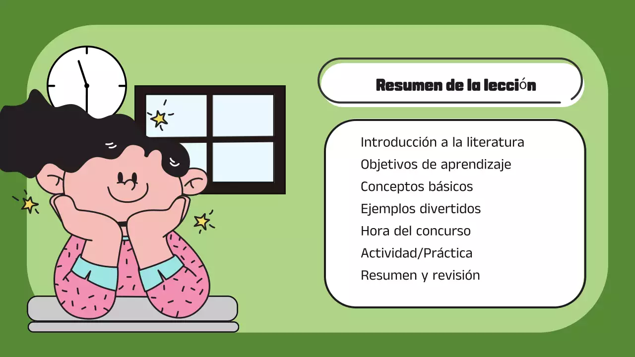 Presentación ilustrativa azul y verde de la introducción a la literatura