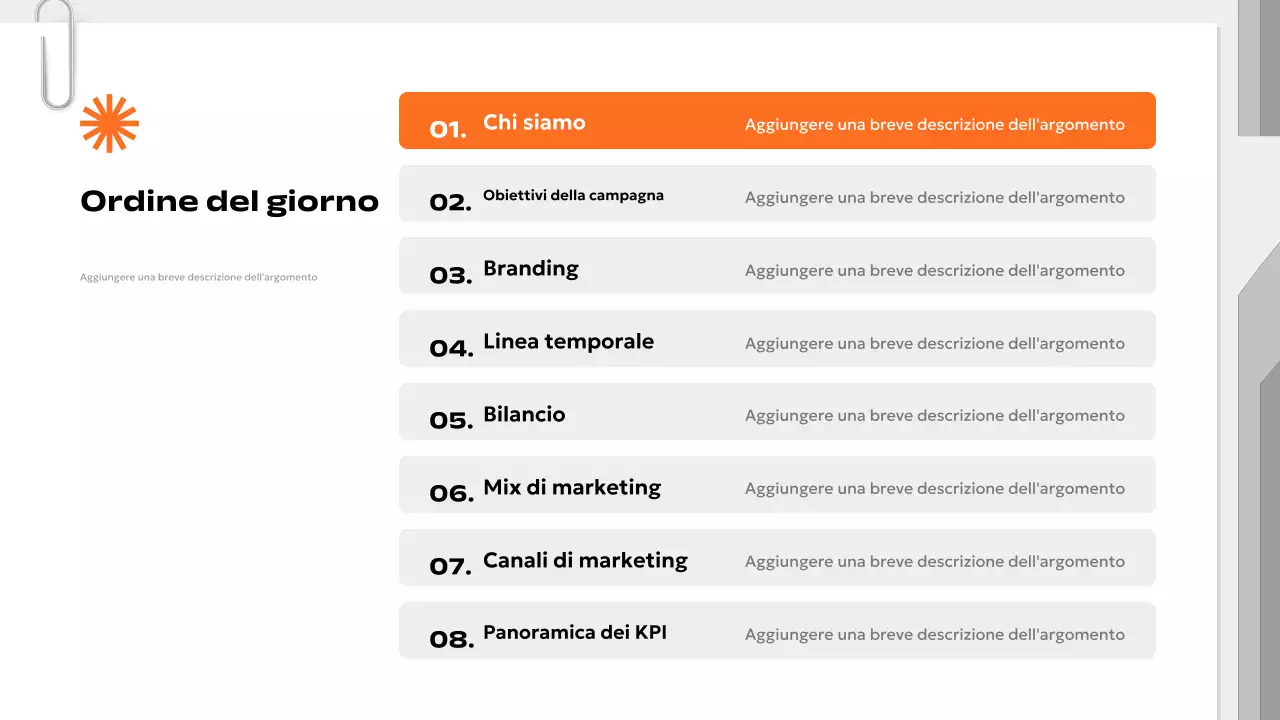 piano di marketing moderno arancione