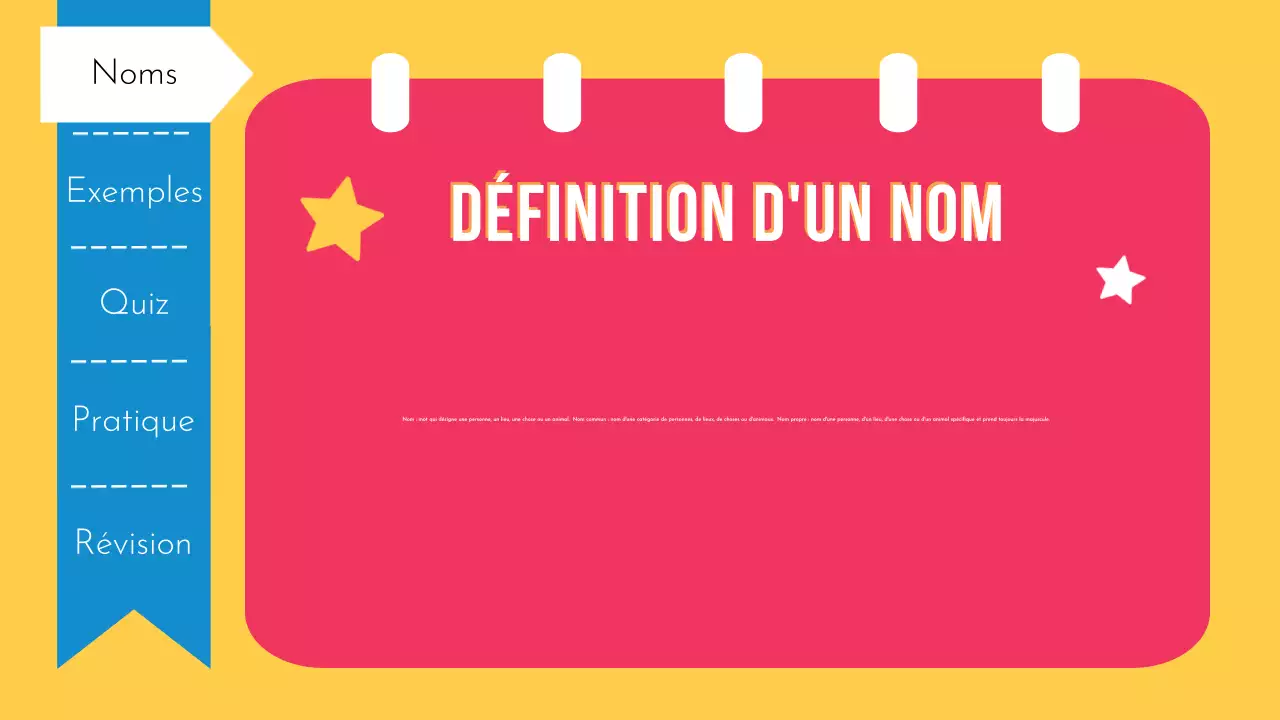 Présentation ludique de la grammaire et des noms à l'école primaire