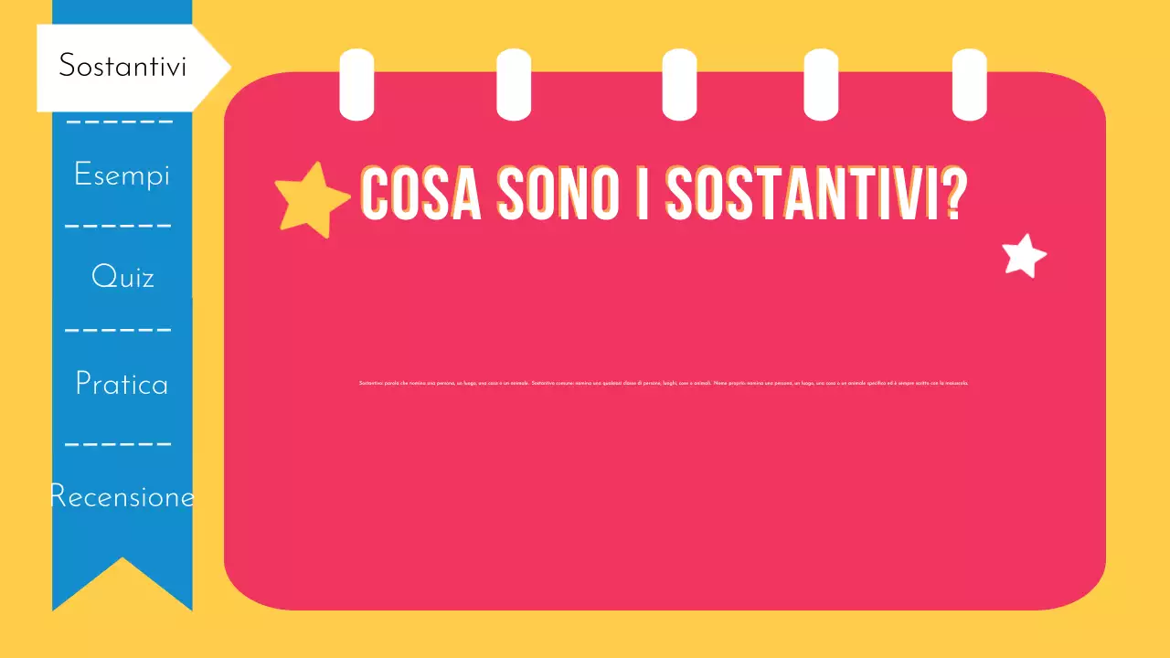 Presentazione ludica di grammatica e sostantivi per la scuola elementare
