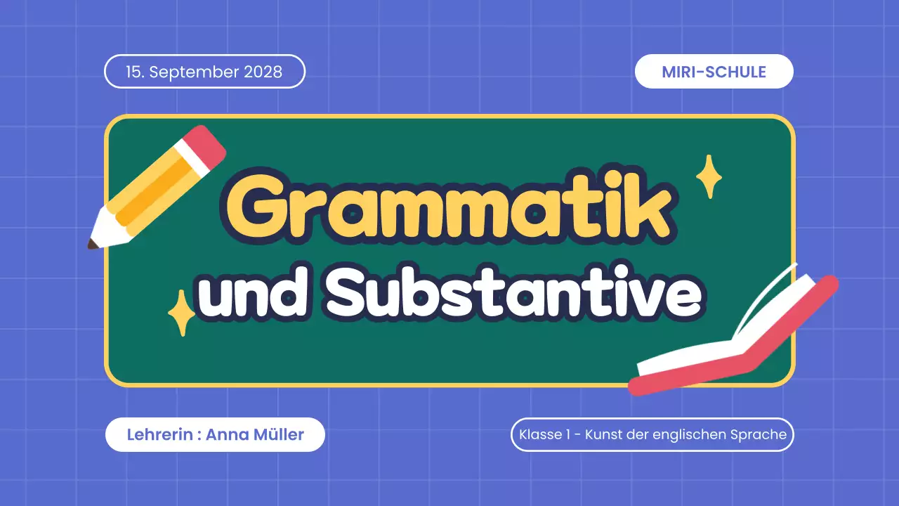 blue simple grammar and nouns Kurspräsentation