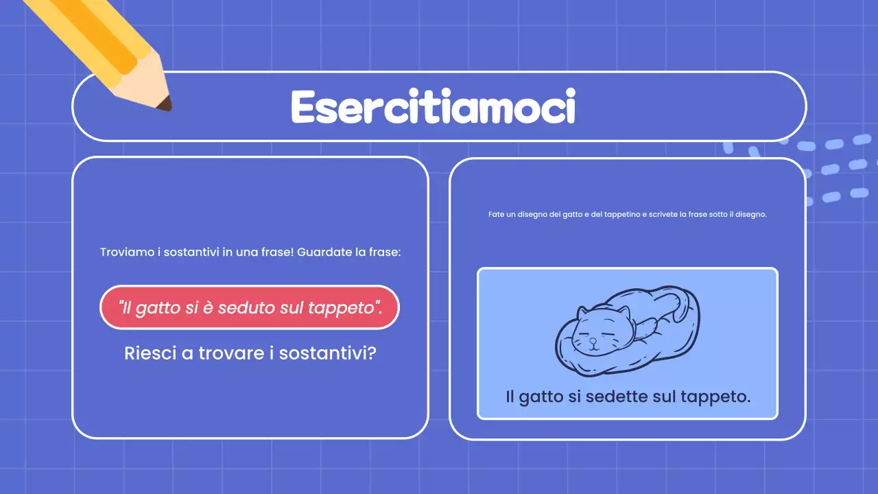 presentazione del corso di grammatica semplice e sostantivi blu