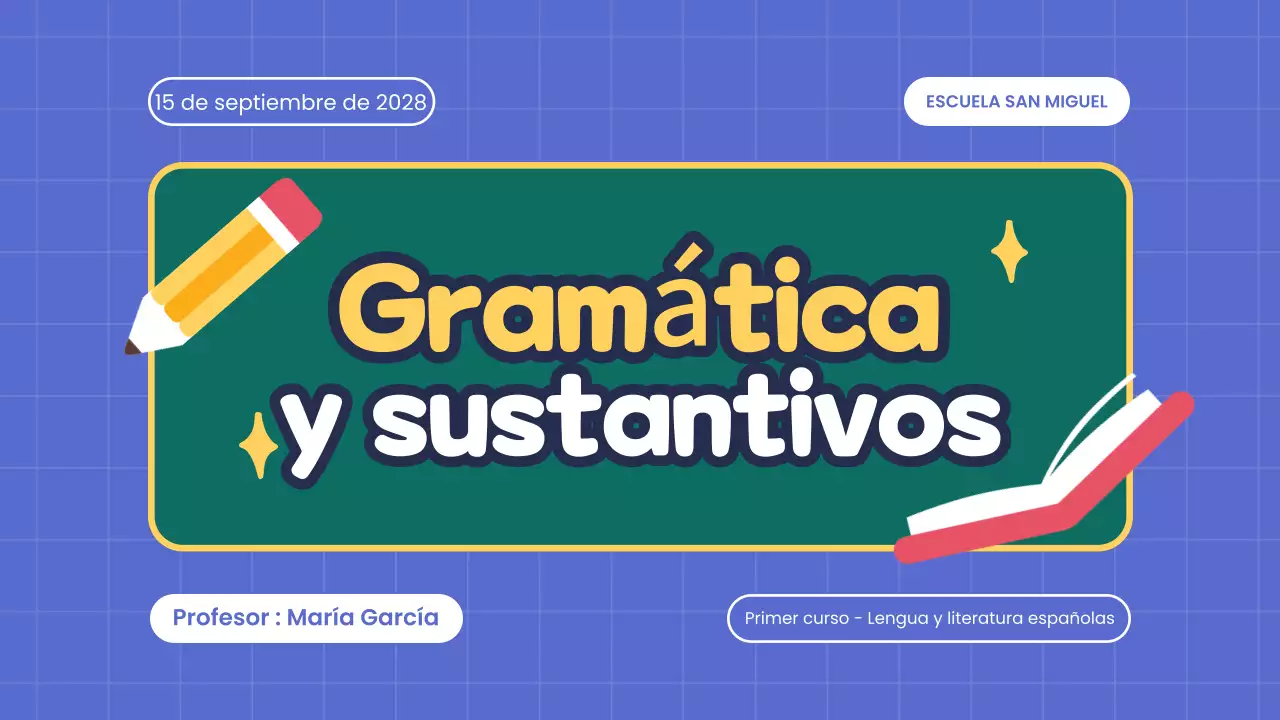 presentación del curso blue de gramática simple y sustantivos