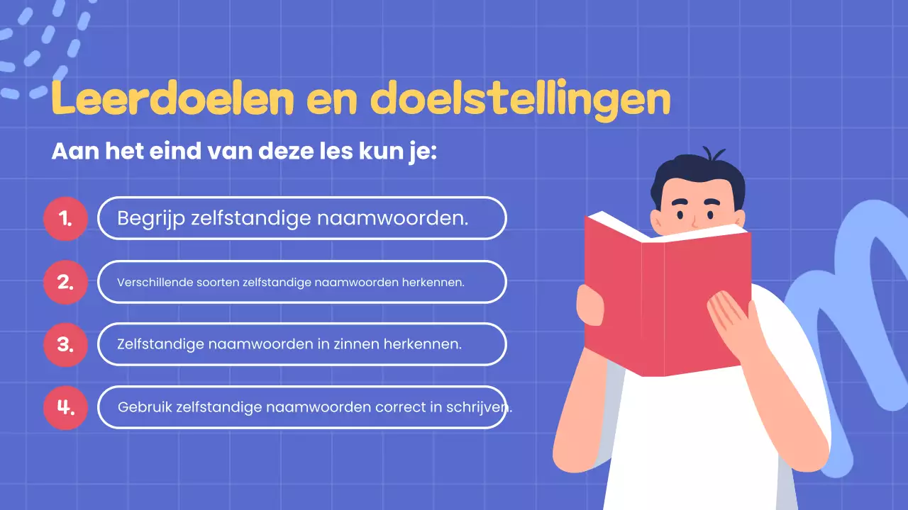 blauw eenvoudige grammatica en zelfstandige naamwoorden cursus presentatie