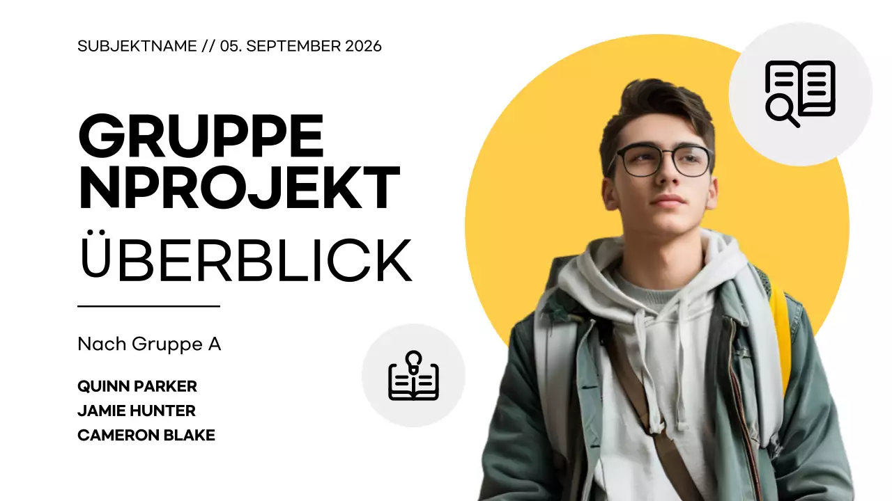 Weiß Gelb Einfach Modern Gruppenprojekt Präsentation