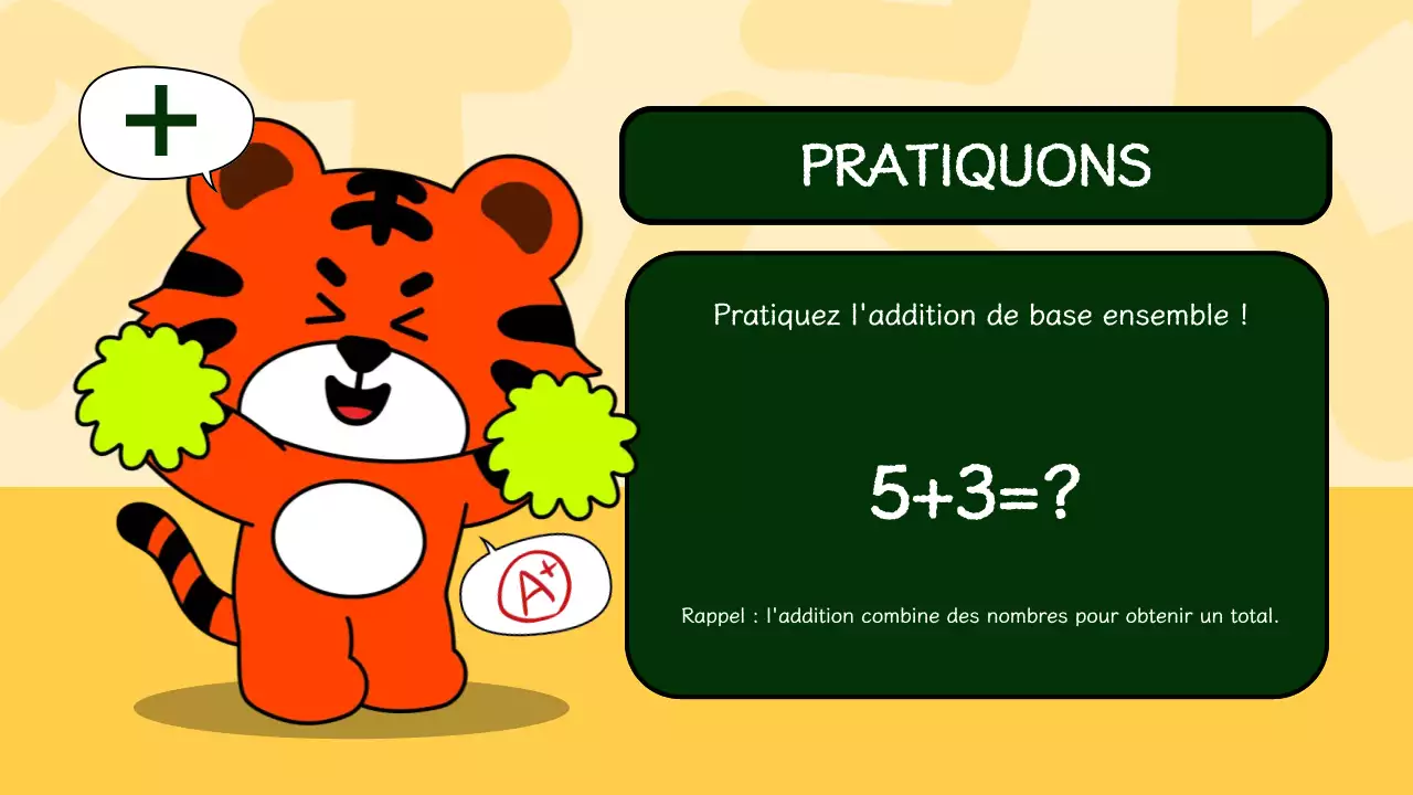 Illustration verte et jaune de la présentation du matériel de cours de mathématiques