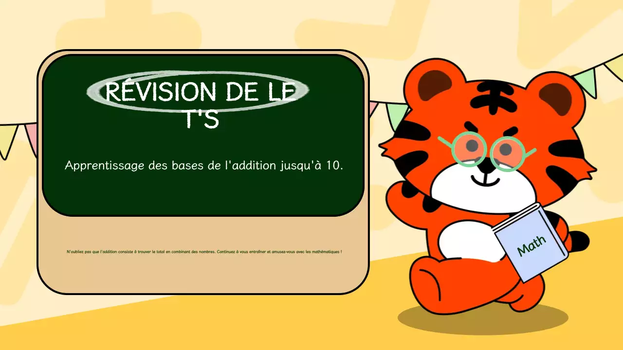 Illustration verte et jaune de la présentation du matériel de cours de mathématiques