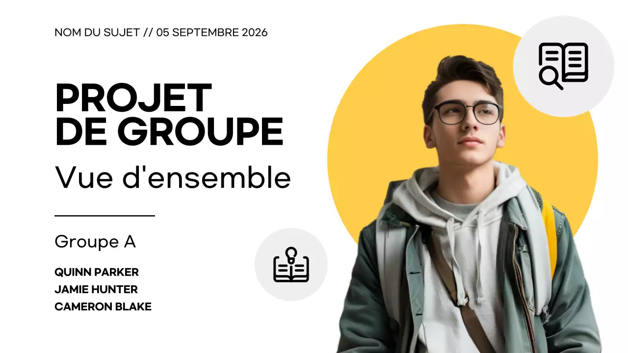 Blanc Jaune Simple Moderne Présentation de projet de groupe