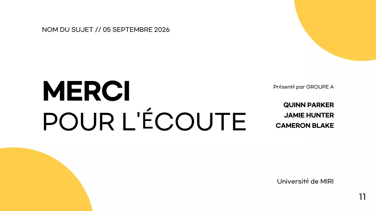 Blanc Jaune Simple Moderne Présentation de projet de groupe