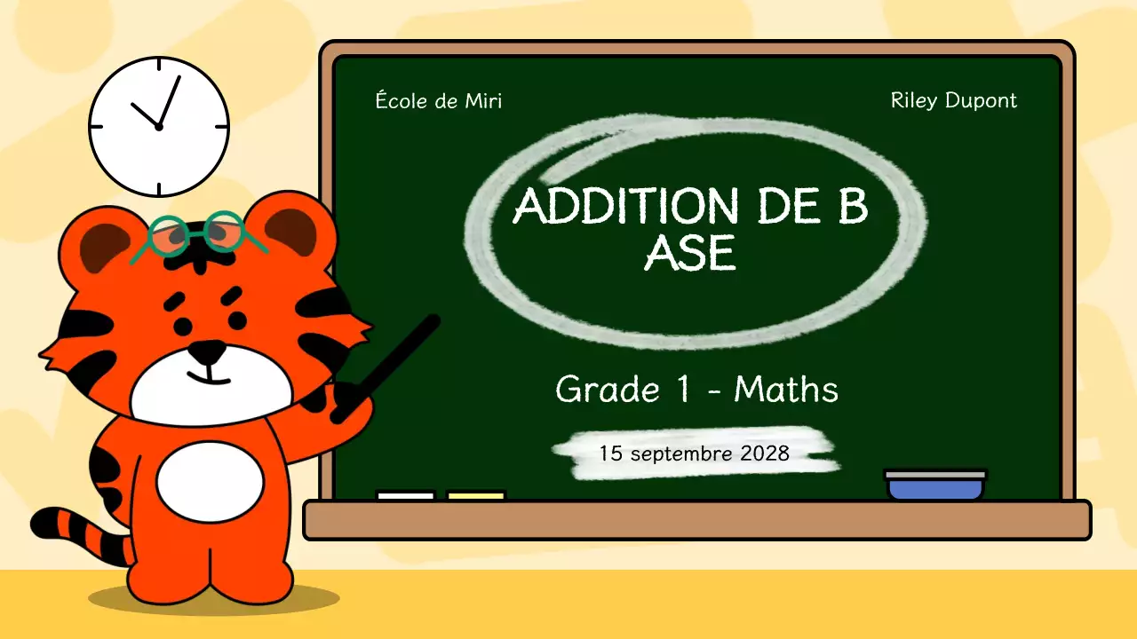 Illustration verte et jaune de la présentation du matériel de cours de mathématiques