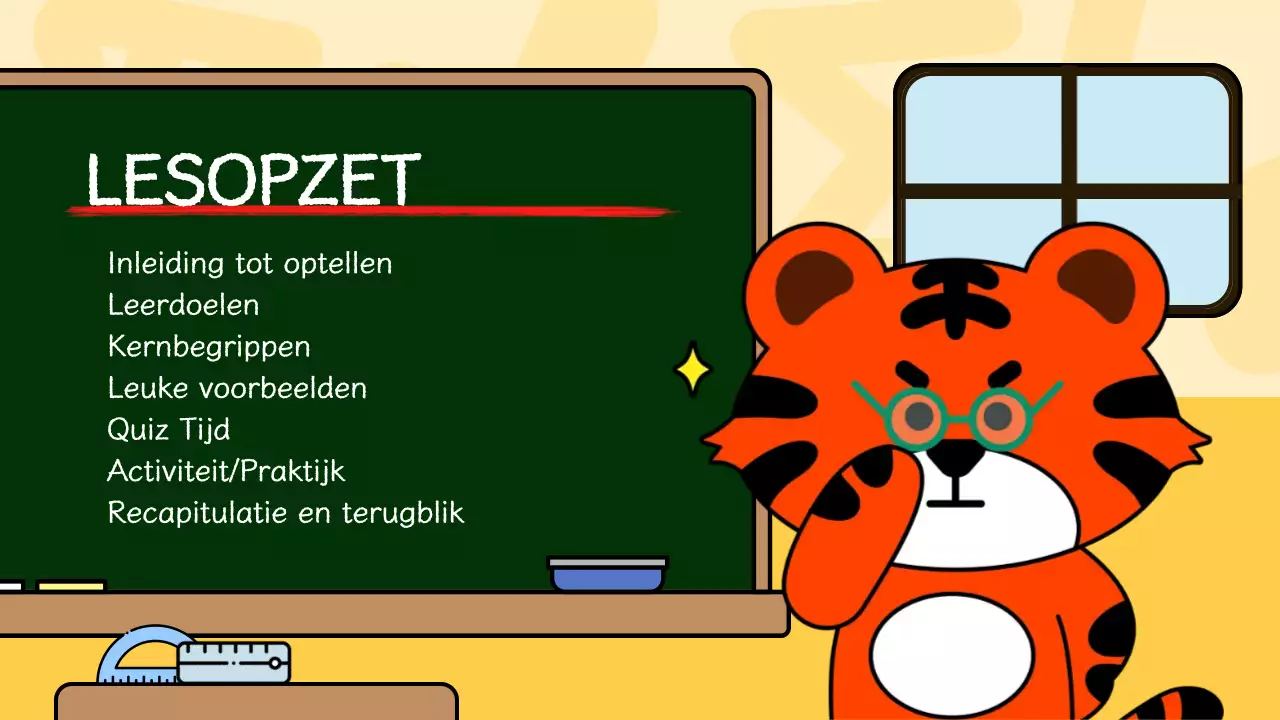 Groen en geel illustratief lesmateriaal voor wiskundeles Presentatie