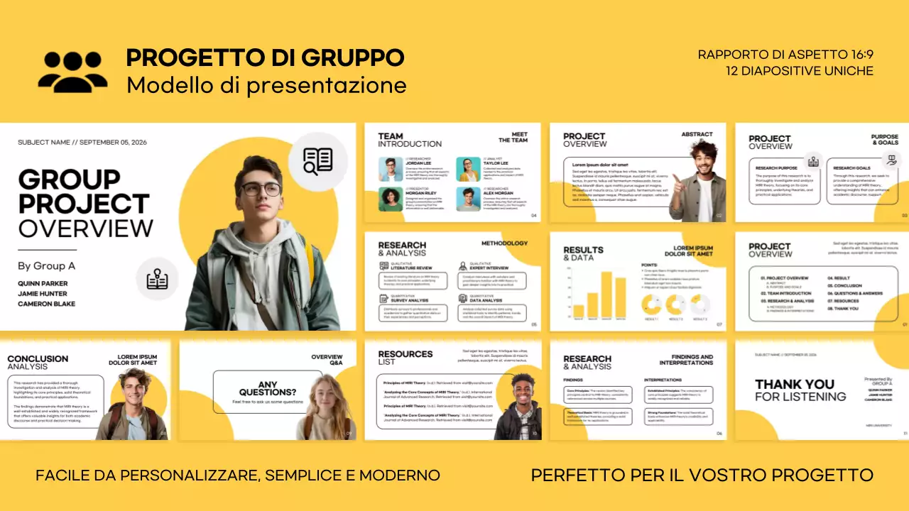 Bianco Giallo Semplice Moderna Presentazione del progetto di gruppo