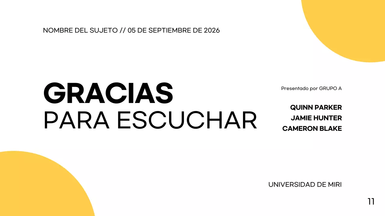 Blanco Amarillo Simple Moderno Presentación de Proyecto de Grupo