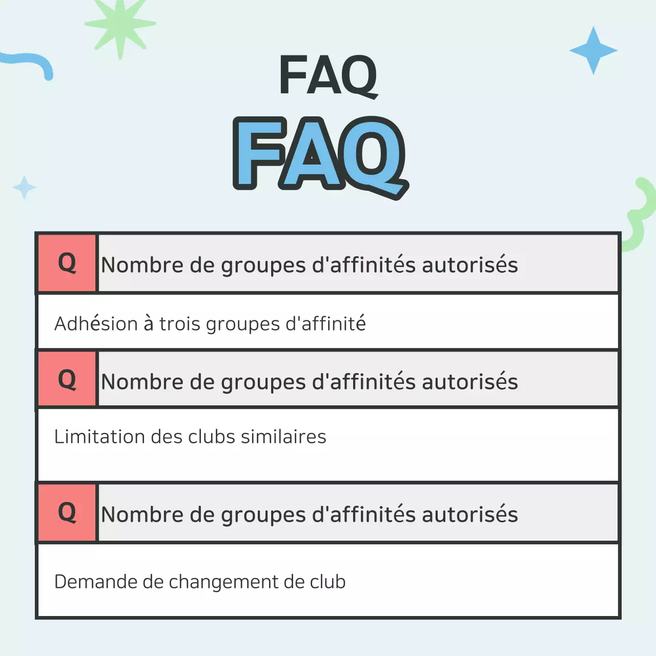 Recrutement pour un club bleu clair