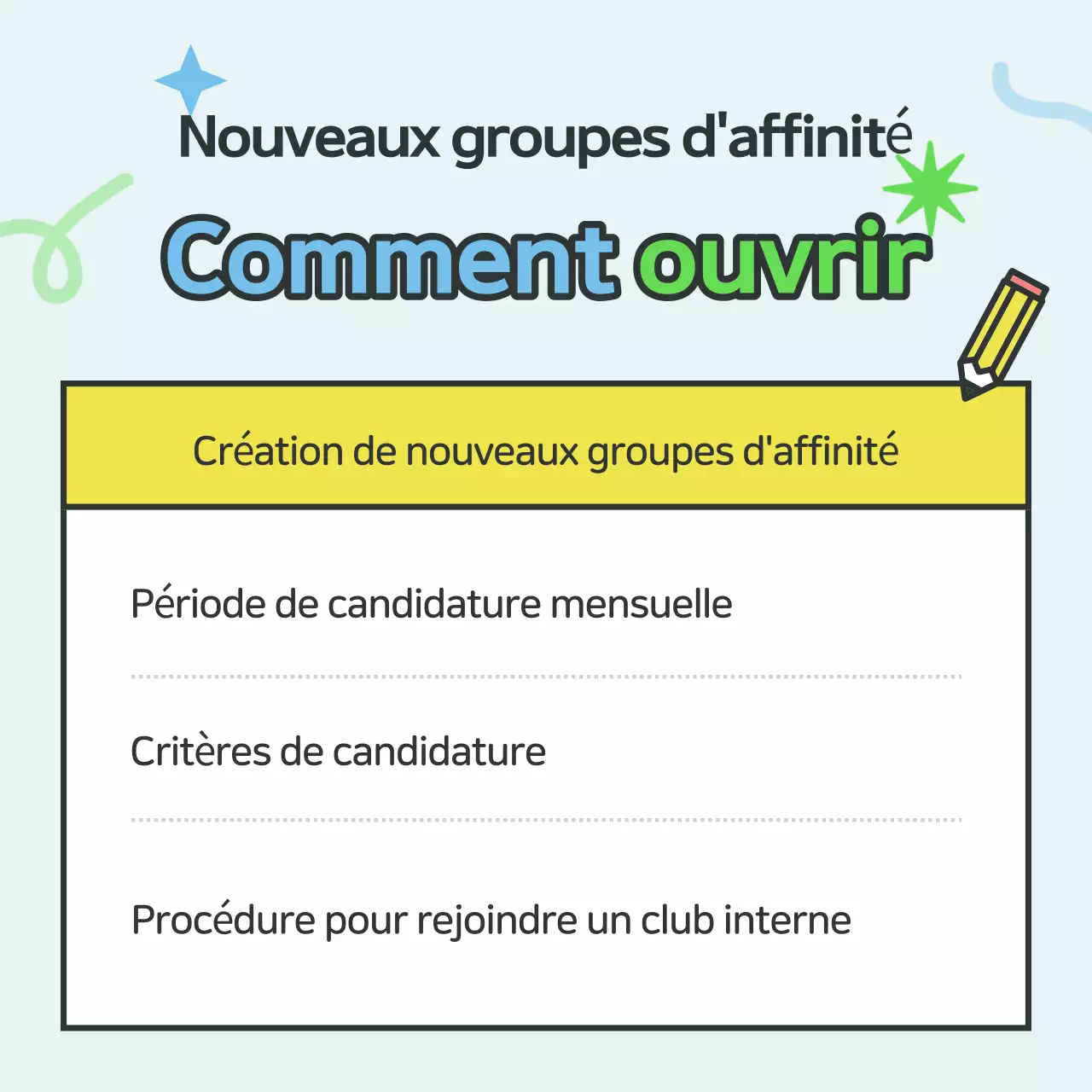 Recrutement pour un club bleu clair