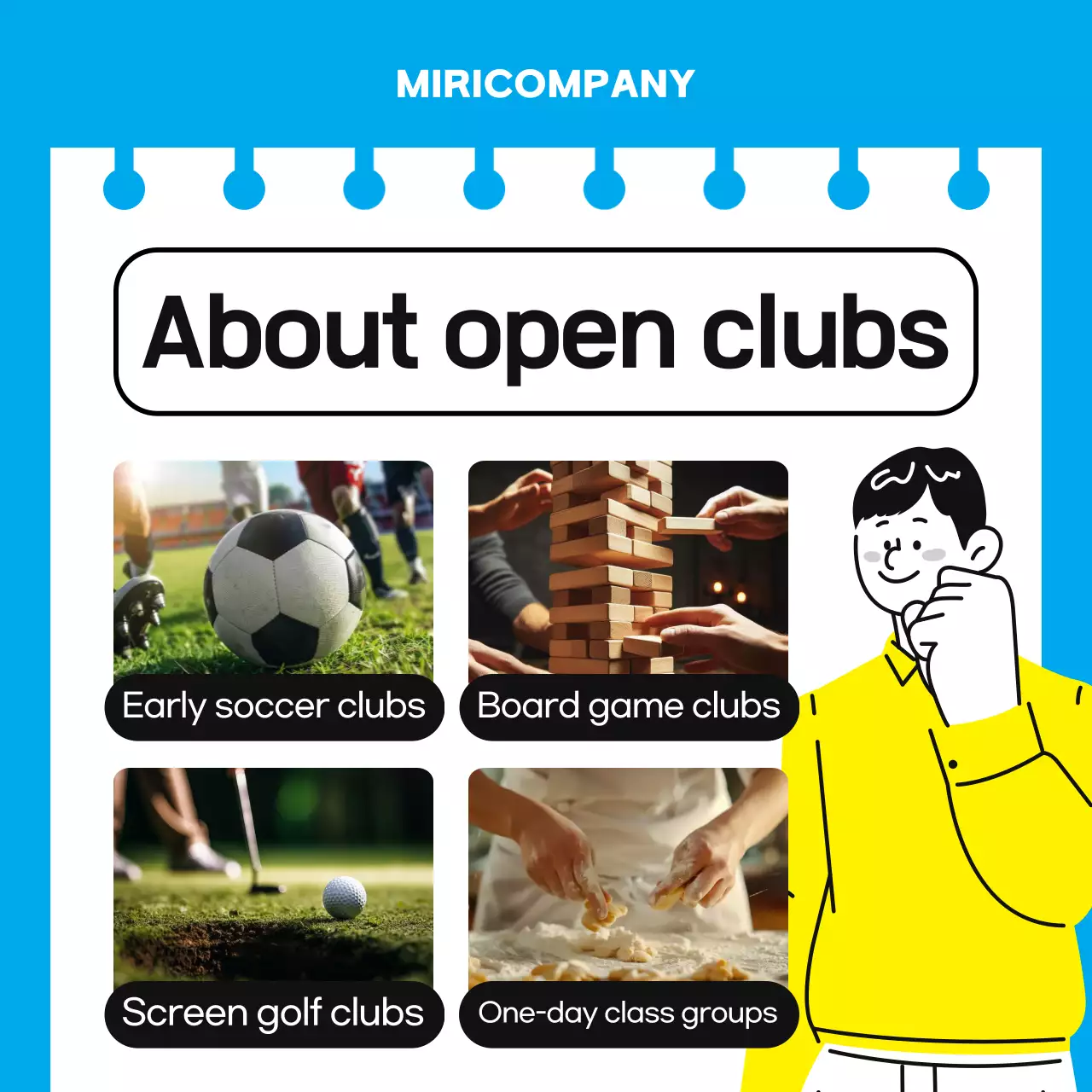 Um guia simples, azul claro e amarelo, para grupos de afinidade no local de trabalho