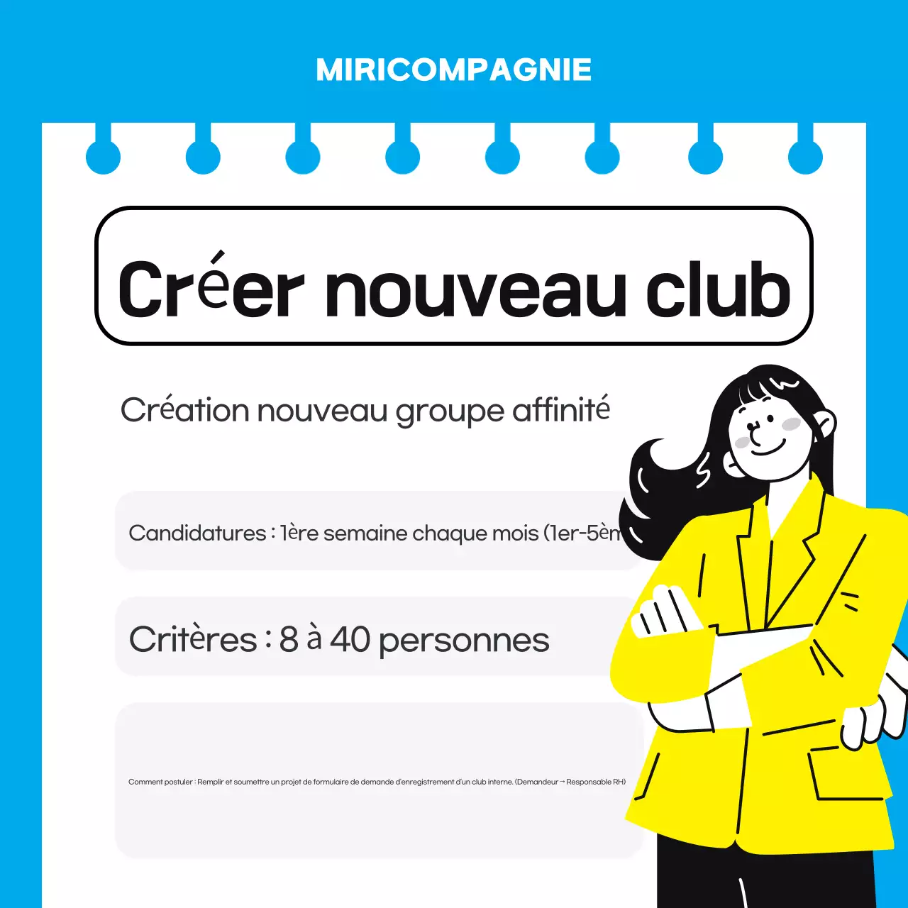 Un guide simple, bleu clair et jaune, pour les groupes d'affinité sur le lieu de travail
