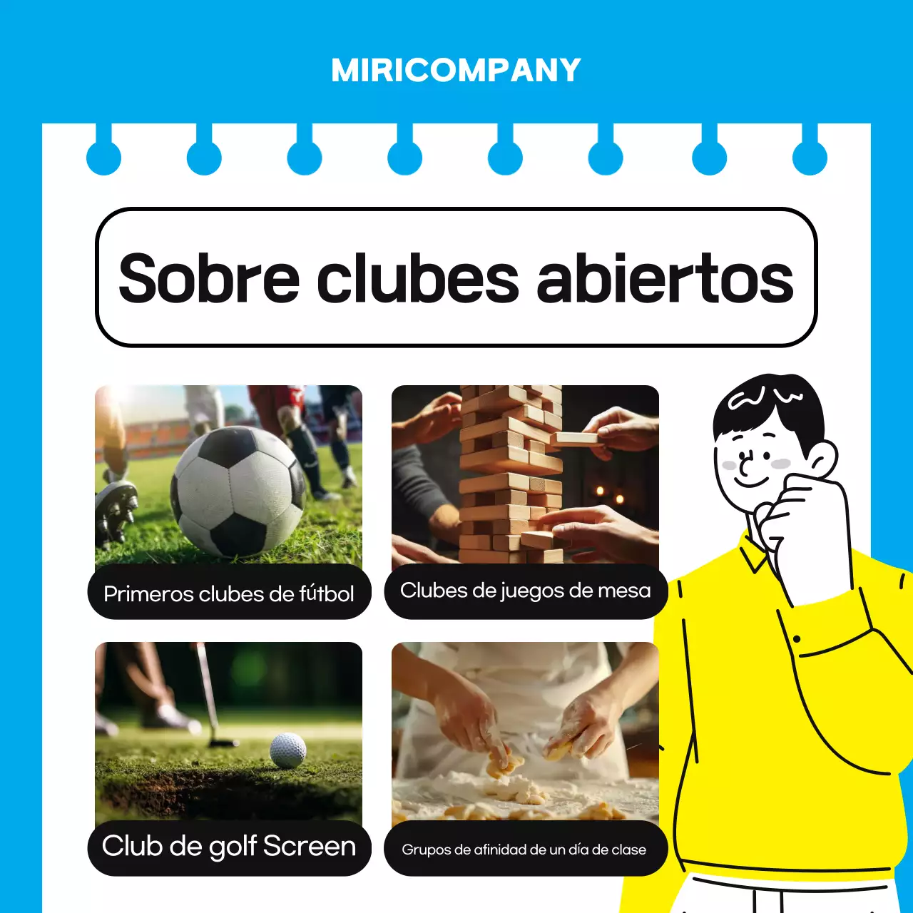 Una guía sencilla, en azul claro y amarillo, de los grupos de afinidad en el lugar de trabajo